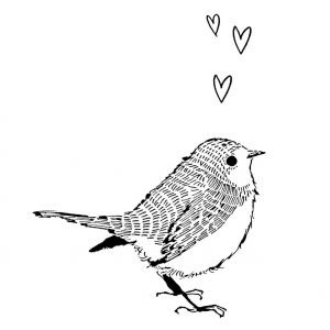 Kaart vogel hartjes, Marieke ten Berge 1