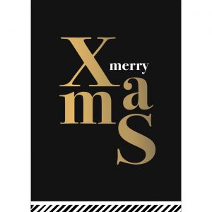 A6 Kerstkaart zwart Merry Xmas (CWH) 1