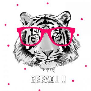 Poster tijger met bril, A2 Minimel 1