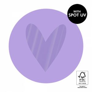 Lila sticker met hart in UV lak (HOP) 2