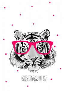 Poster tijger met bril, A2 Minimel 2