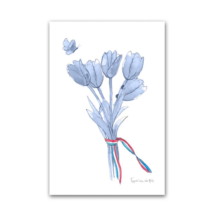 Kaart Hollands blauw tulpen, Fantasiebeestjes