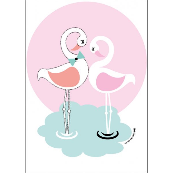 Sparkling Paper poster A4, Flamingo Love