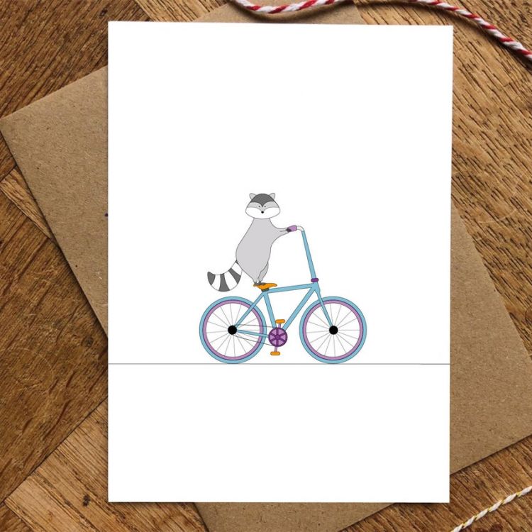 Kaart wasbeer op fiets, Tia Evita