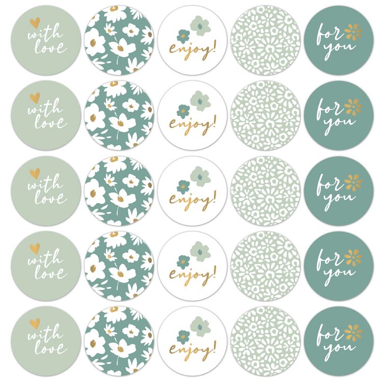 Stickers coeurs de fleurs mint (CWH)