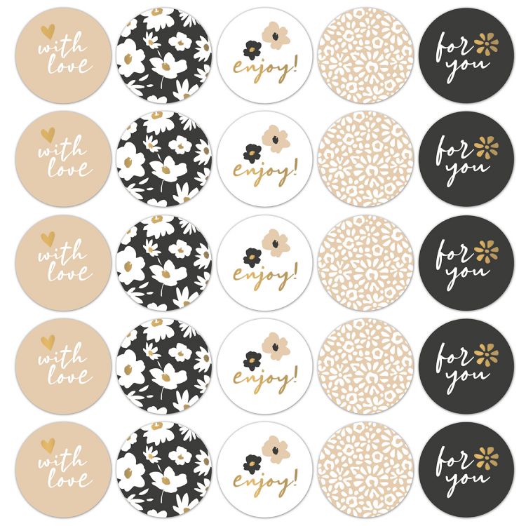 Stickers coeurs de fleurs zand/zwart (CWH)