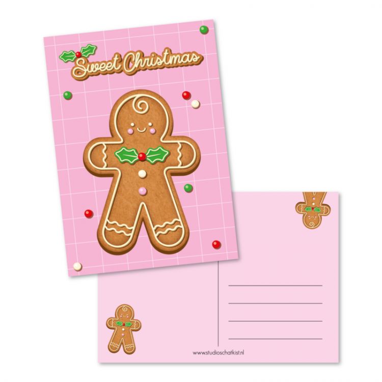 A6 kaart Sweet Christmas gingerbread, Studio Schatkist