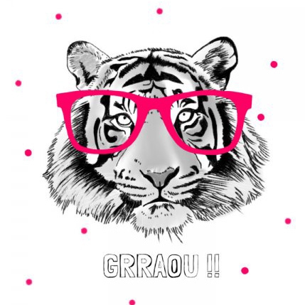 Poster tijger met bril, A2 Minimel