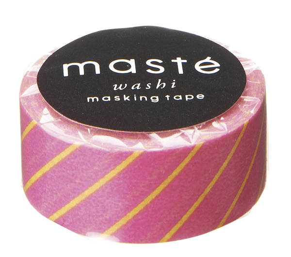 Masking tape in roze met gele streepjes