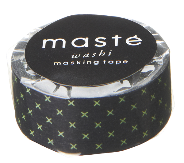 Masking tape zwart met neon gele kruisjes
