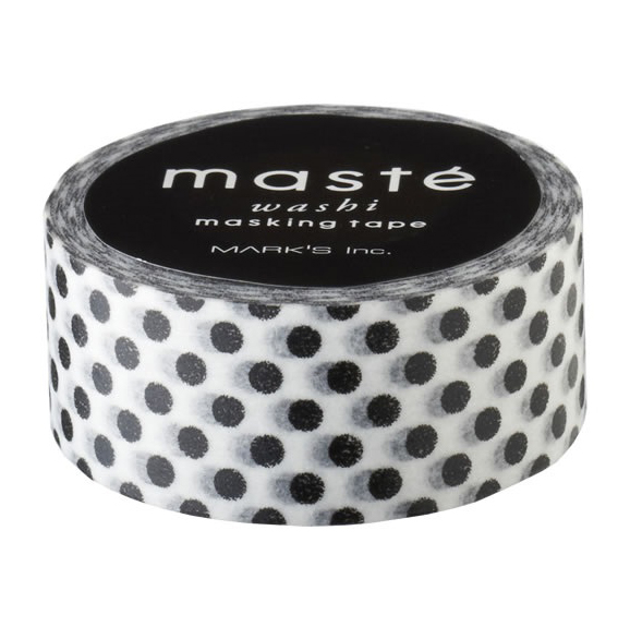 Masking tape in wit met zwarte polka dots