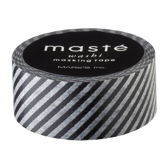 Masking tape in zwart/wit gestreept