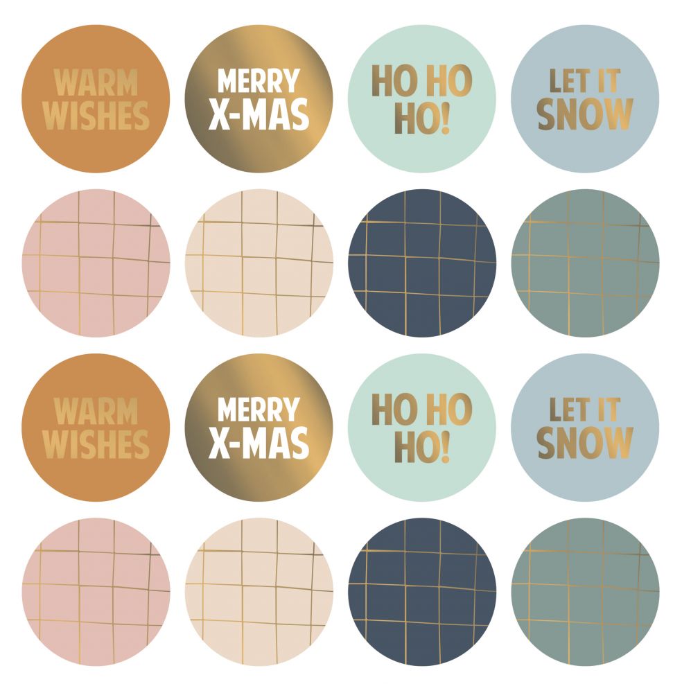 aspect afstuderen half acht Kerst stickers tekst/grid gouddetail